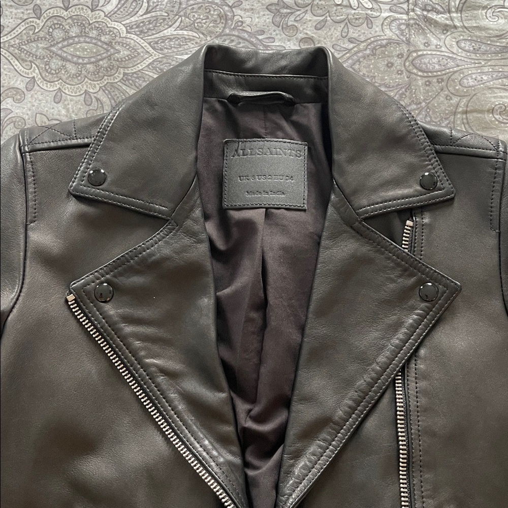 All Saints black Leather Jacket - Picture 4 of 15